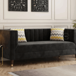 Amaya 3 Seater Sofa (Velvet, Graphite Grey)