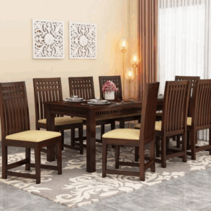 Adolph 8 Seater Dining Table Set (Walnut Finish)