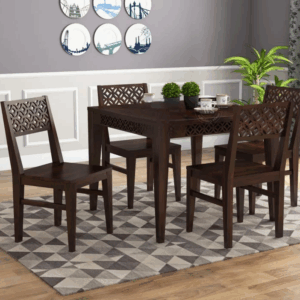 Cambrey 4 Seater Dining Set (Walnut Finish)