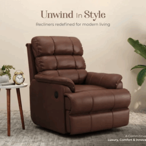 Valencia Leatherette 1 Seater Motorized Recliner Sofa (Saddle Brown)