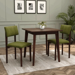 Camden 2 Seater Sheesham Wood Dining Set with Cushioned Chairs (Walnut Finish)
