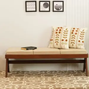 Diva Ashwood upholstered bench (TeakFinish)