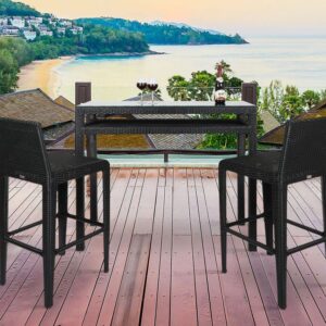 Black Rattan And Wicker Aarva 2 Seater Outdoor Bar Set