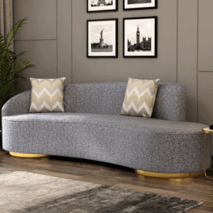 Osbert 3 Seater Curved Sofa (Cotton, Fossil Grey)