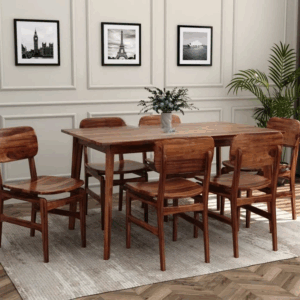 Majestic 6 Seater Sheesham Wood Dining Set (Honey Finish)