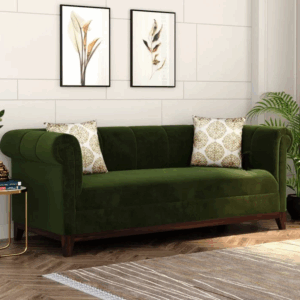 Arbor Fabric Sofa Set (Velvet, Dark Olive Green)
