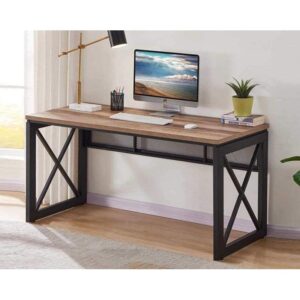 Audra Wood and Metal Industrial Office Desk