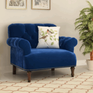 Parker 1 Seater Sofa (Velvet, Indigo Blue)