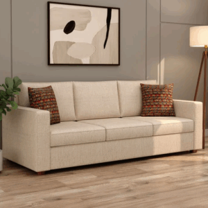 Albus 3 Seater Fabric Sofa (Cotton, Jade Ivory)