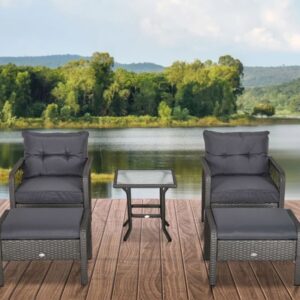 Wicker Seating Outdoor Patio Set (Light Grey)