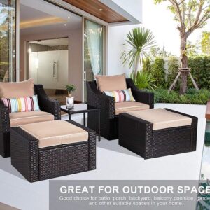 Brown 5 Seater Outdoor Patio Set