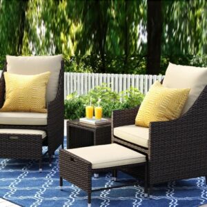 Wicker Seating Outdoor Patio Set (Tan Brown)