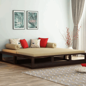 Bacon 3 Seater Divan Cum Bed with Mattress (King Size, Walnut Finish)