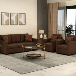 Niwara 3+1+1 Seater Fabric Sofa Set (Cotton, Mocha Brown)