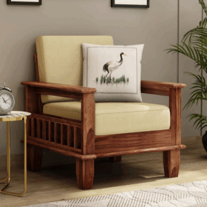 Quartz 1 Seater Wooden Sofa (Honey Irish Cream)