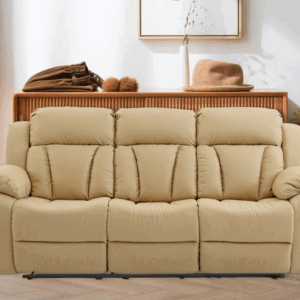 Selino 3 Seater Faux Leatherette Manual Recliner (Cream)